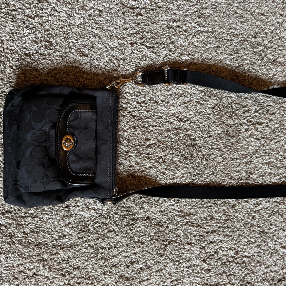 Coach Black Crossbody Bag with Signature Pattern